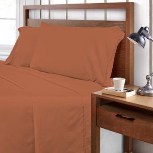 Sábana Prisma Hogar Aura P8784 | 2 Plazas 100% Microfibra Color Terracota